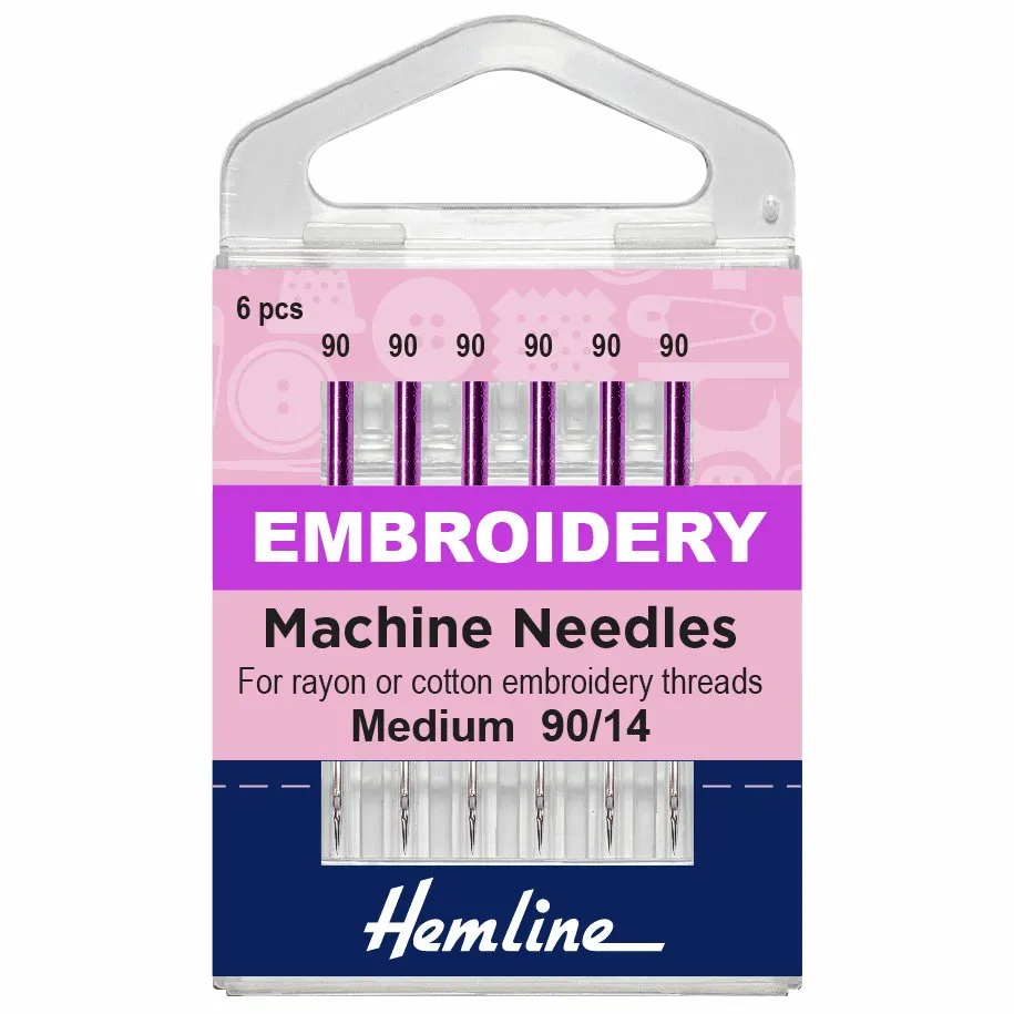 Hemline Embroidery Machine Needles - Medium - 90/14