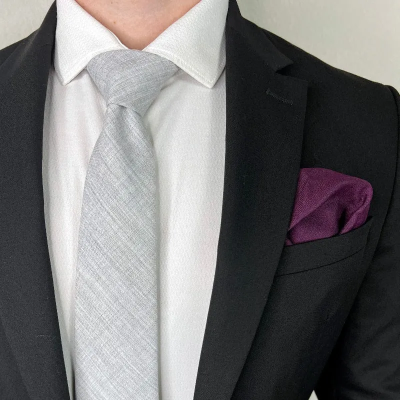 Herringbone Plum Pocket Square