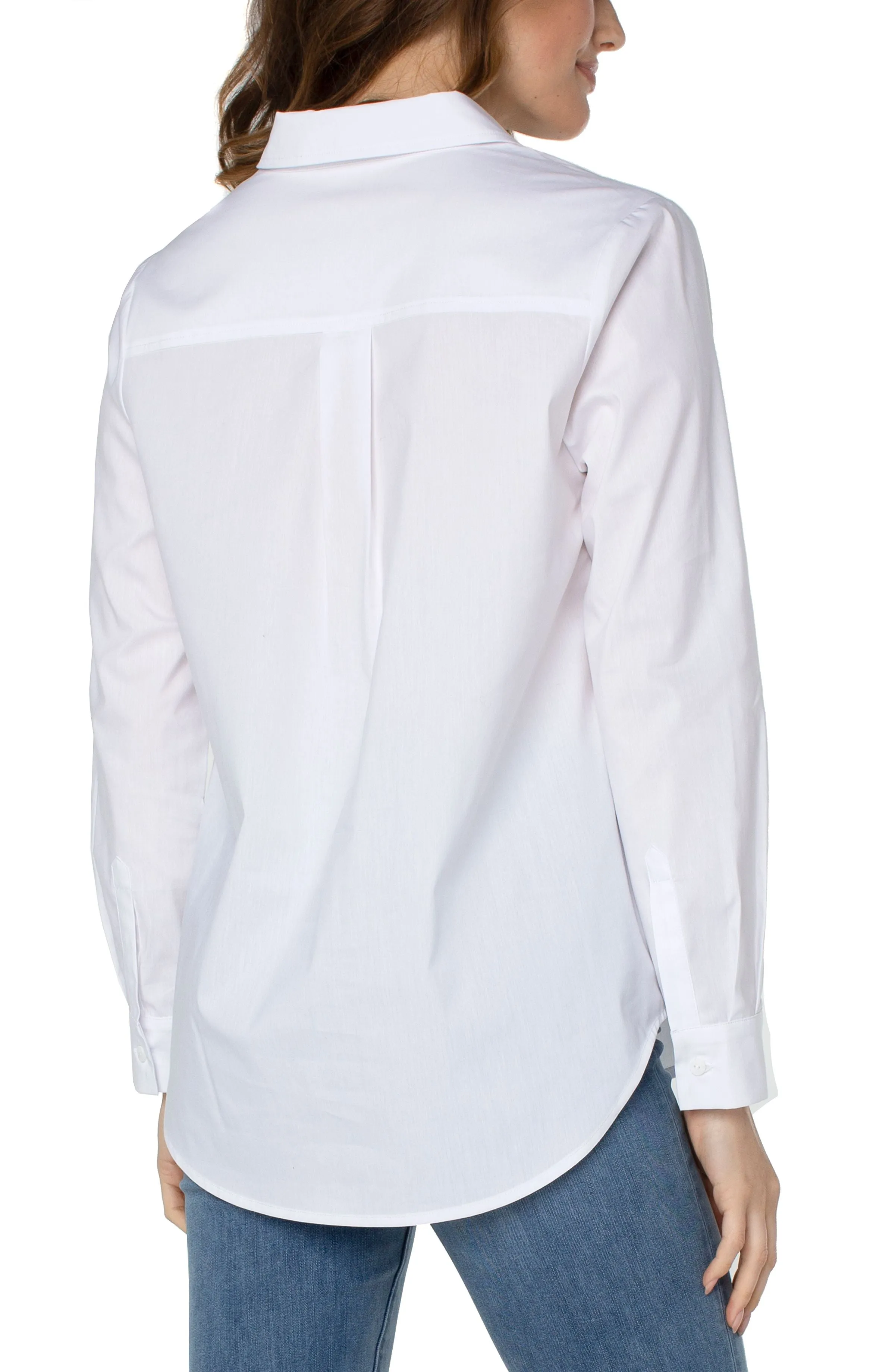 Hidden Placket Shirt with Pleats