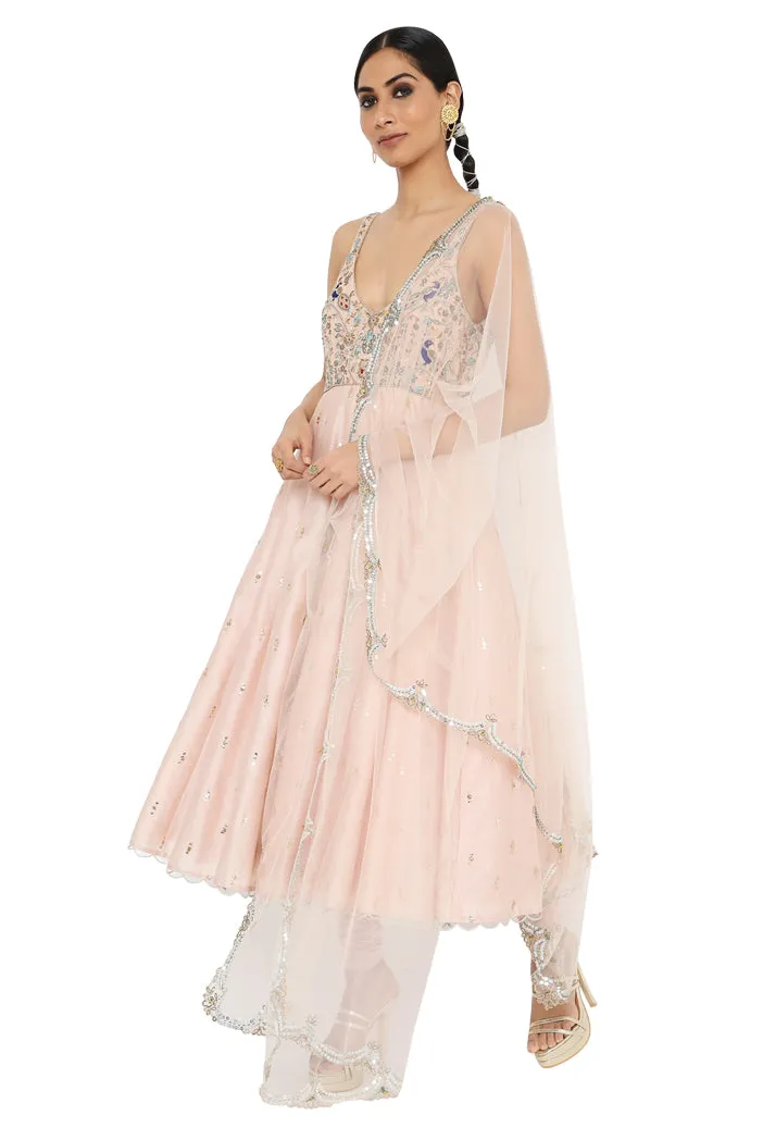 HOOR ROSE PINK EMBROIDERED ANARKALI