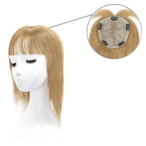 Human Hair Topper With Bangs For Thinning Hair Dark Blonde 15*16cm Base