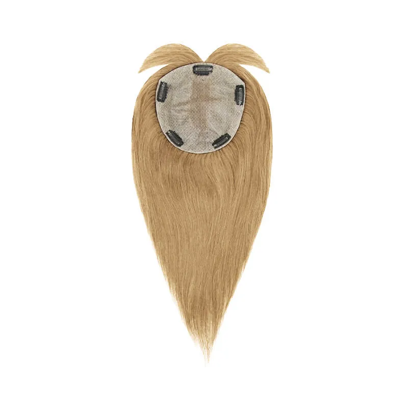 Human Hair Topper With Bangs For Thinning Hair Dark Blonde 15*16cm Base