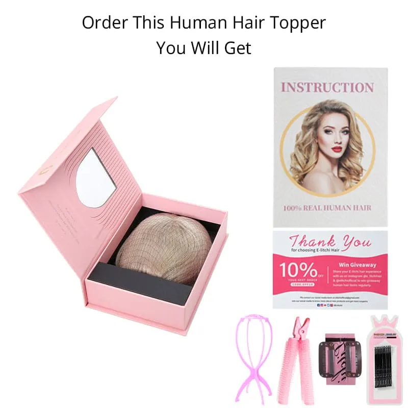 Human Hair Topper With Bangs For Thinning Hair Dark Blonde 15*16cm Base