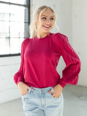 Iconic Pleat Detail Puff Sleeve Top