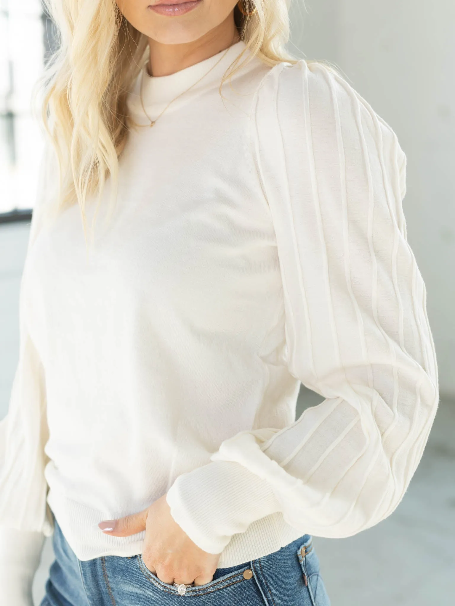 Iconic Pleat Detail Puff Sleeve Top