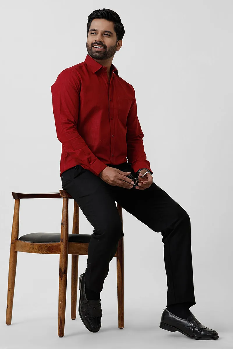 Indo Cotton - Red  Formal Shirts For Men | Ariser