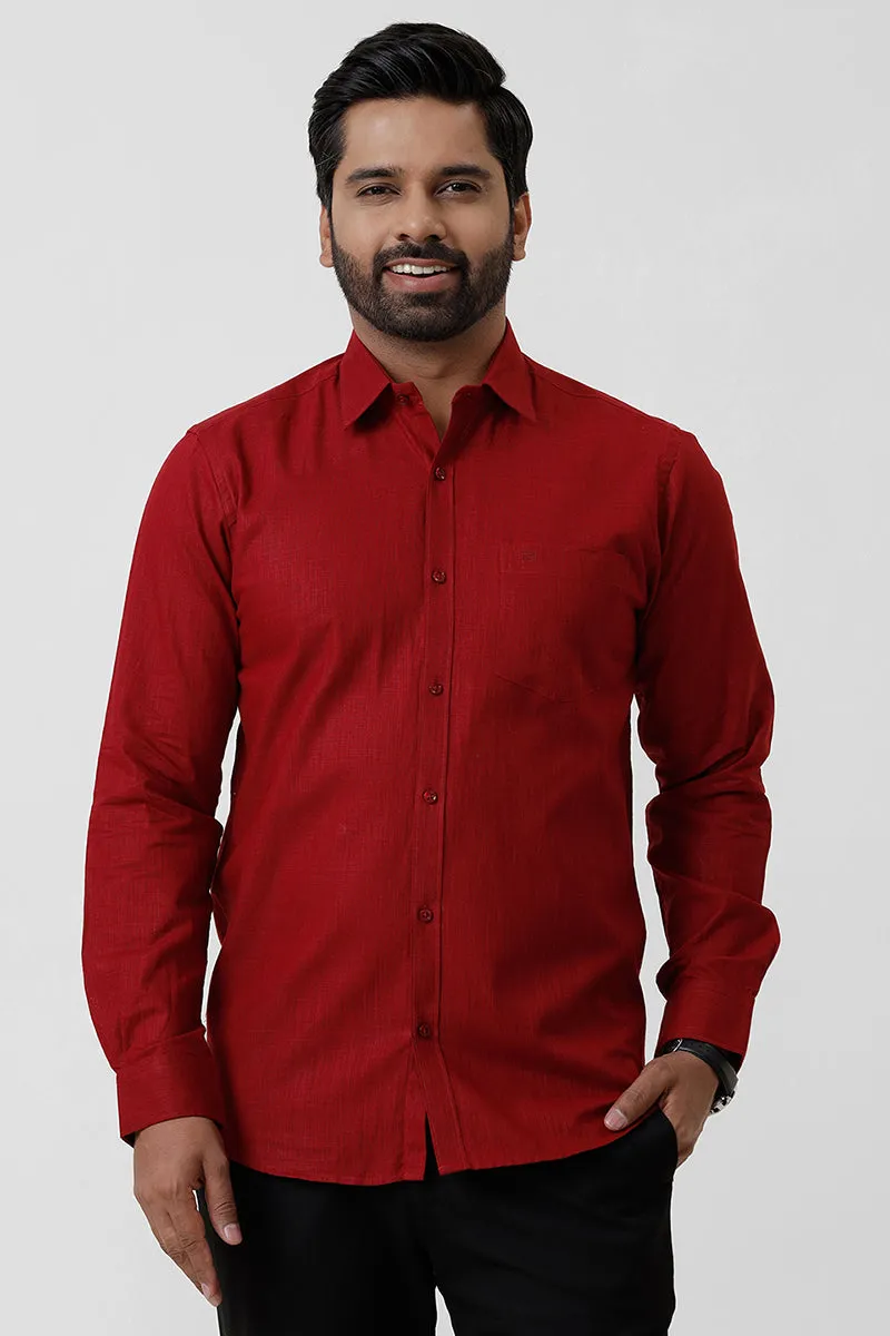Indo Cotton - Red  Formal Shirts For Men | Ariser