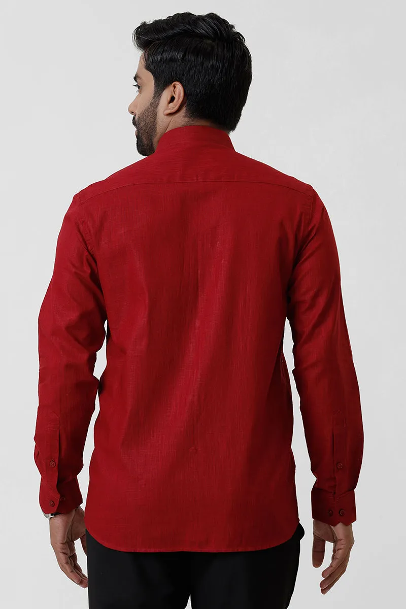 Indo Cotton - Red  Formal Shirts For Men | Ariser