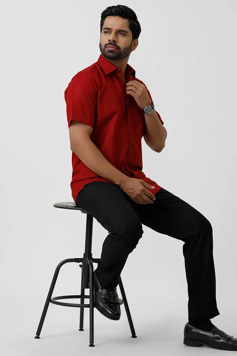 Indo Cotton - Red  Formal Shirts For Men | Ariser