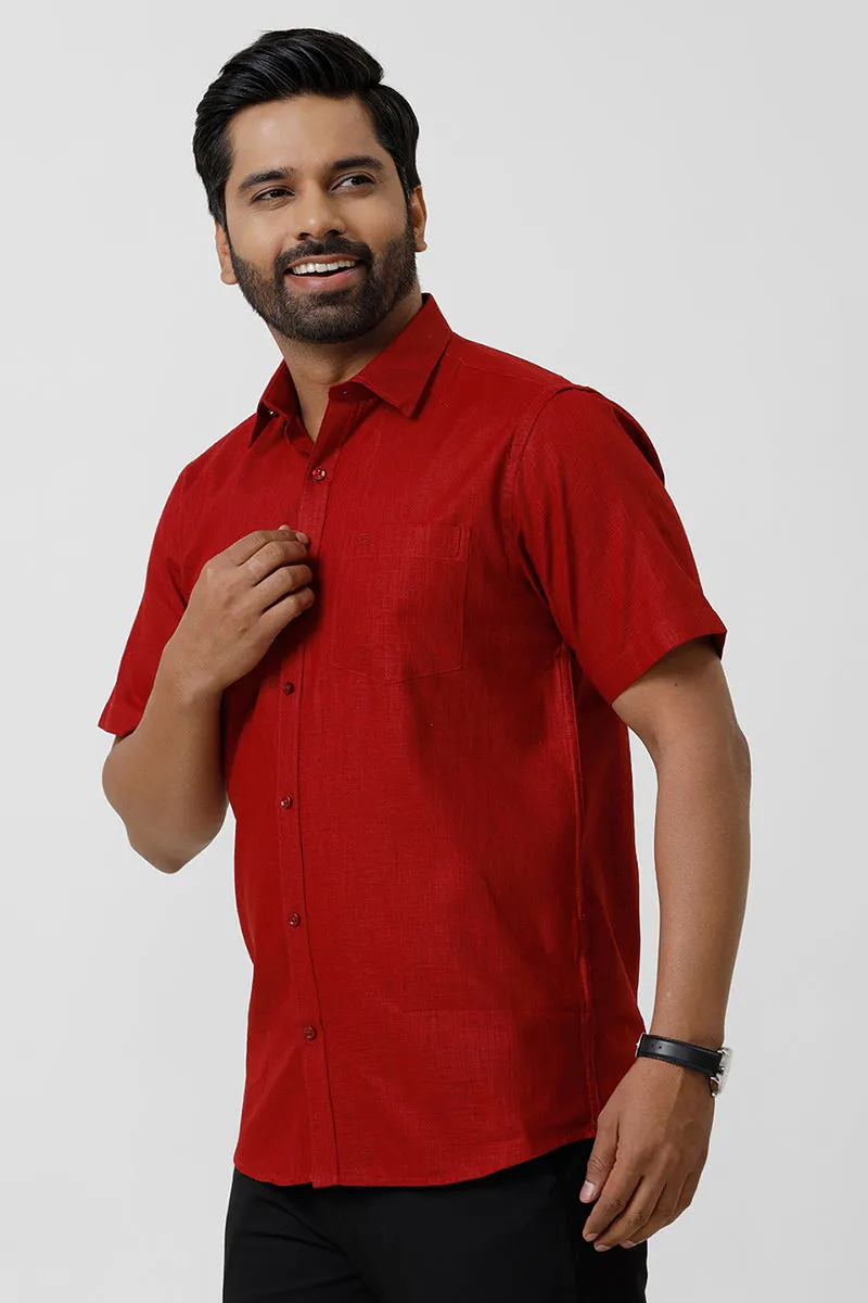 Indo Cotton - Red  Formal Shirts For Men | Ariser