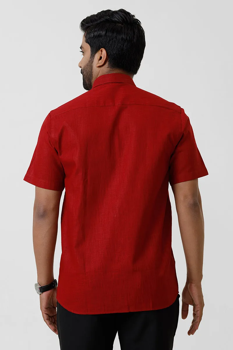 Indo Cotton - Red  Formal Shirts For Men | Ariser