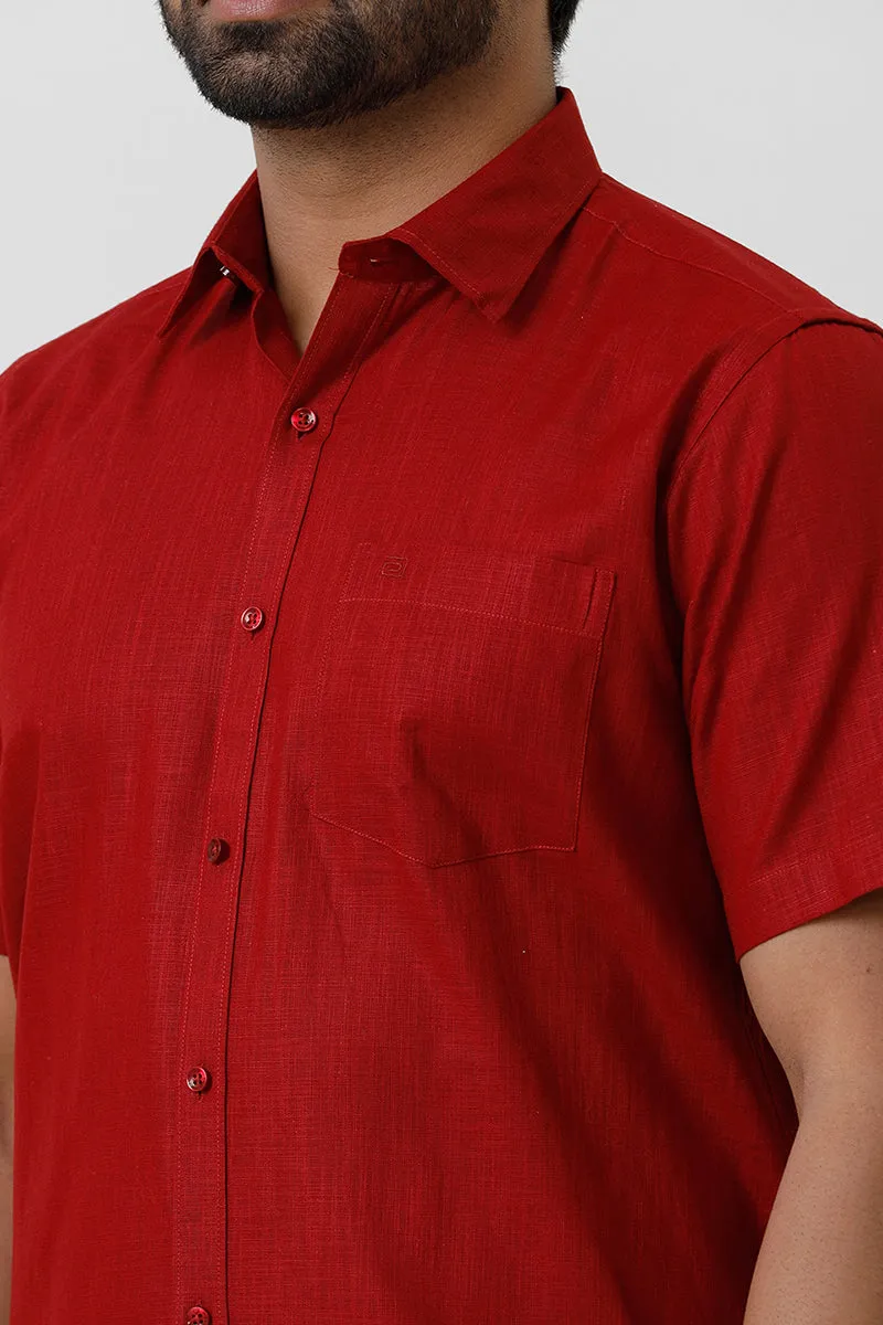 Indo Cotton - Red  Formal Shirts For Men | Ariser