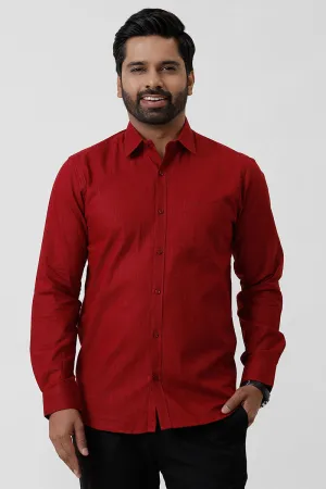 Indo Cotton - Red  Formal Shirts For Men | Ariser