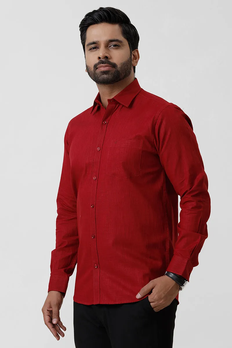 Indo Cotton - Red  Formal Shirts For Men | Ariser