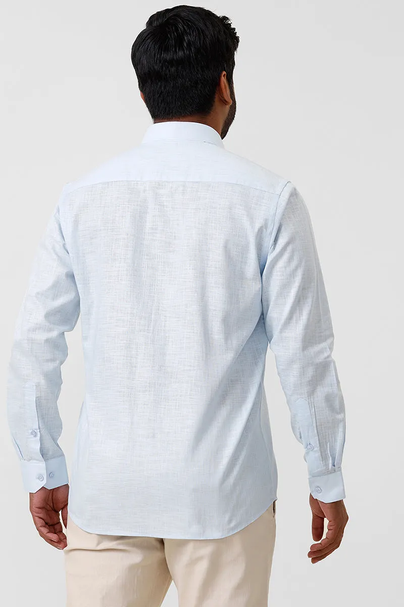 Indo Cotton - Soft Blue Formal Shirts For Men | Ariser