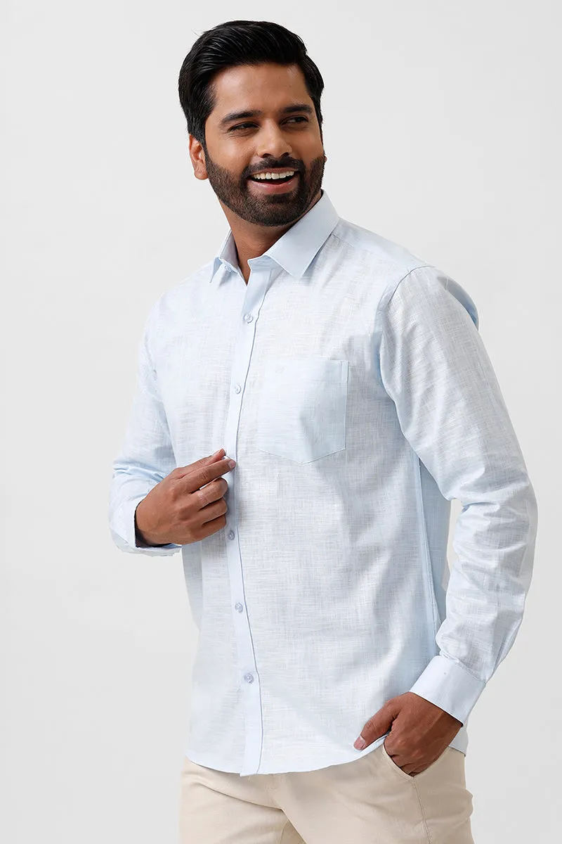 Indo Cotton - Soft Blue Formal Shirts For Men | Ariser