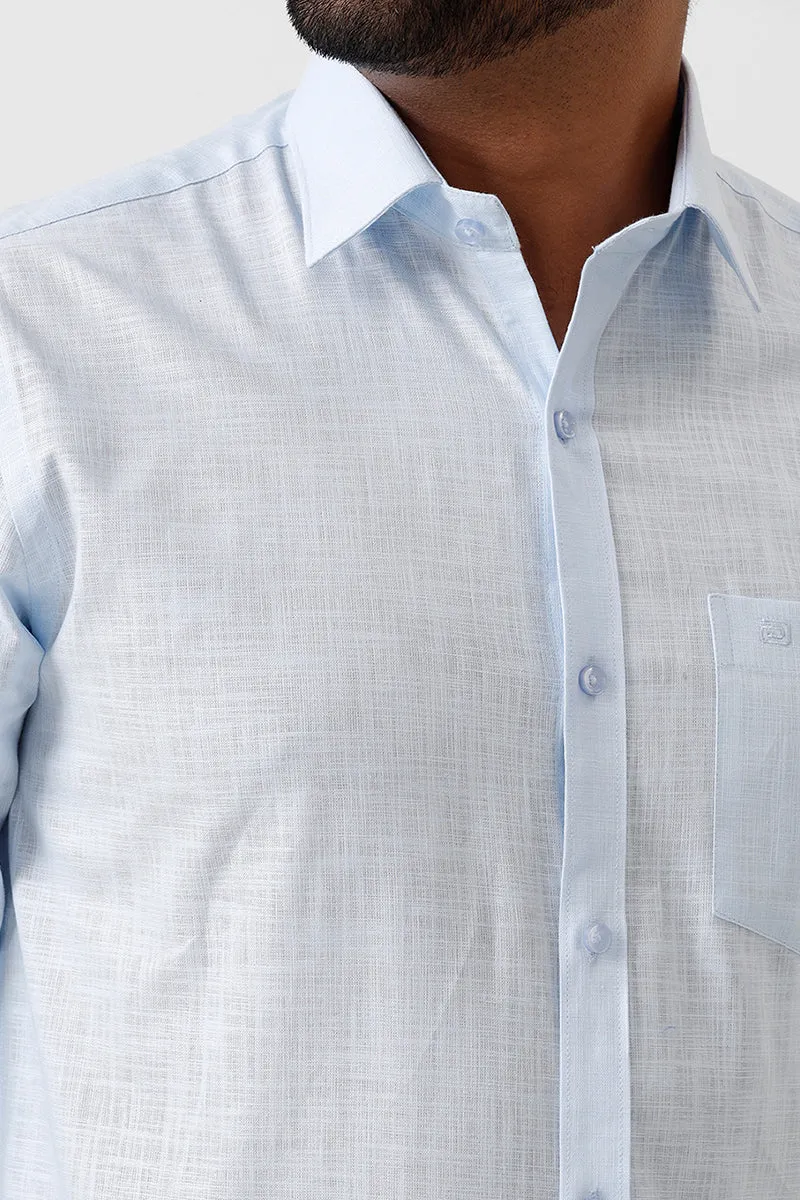 Indo Cotton - Soft Blue Formal Shirts For Men | Ariser