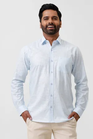 Indo Cotton - Soft Blue Formal Shirts For Men | Ariser