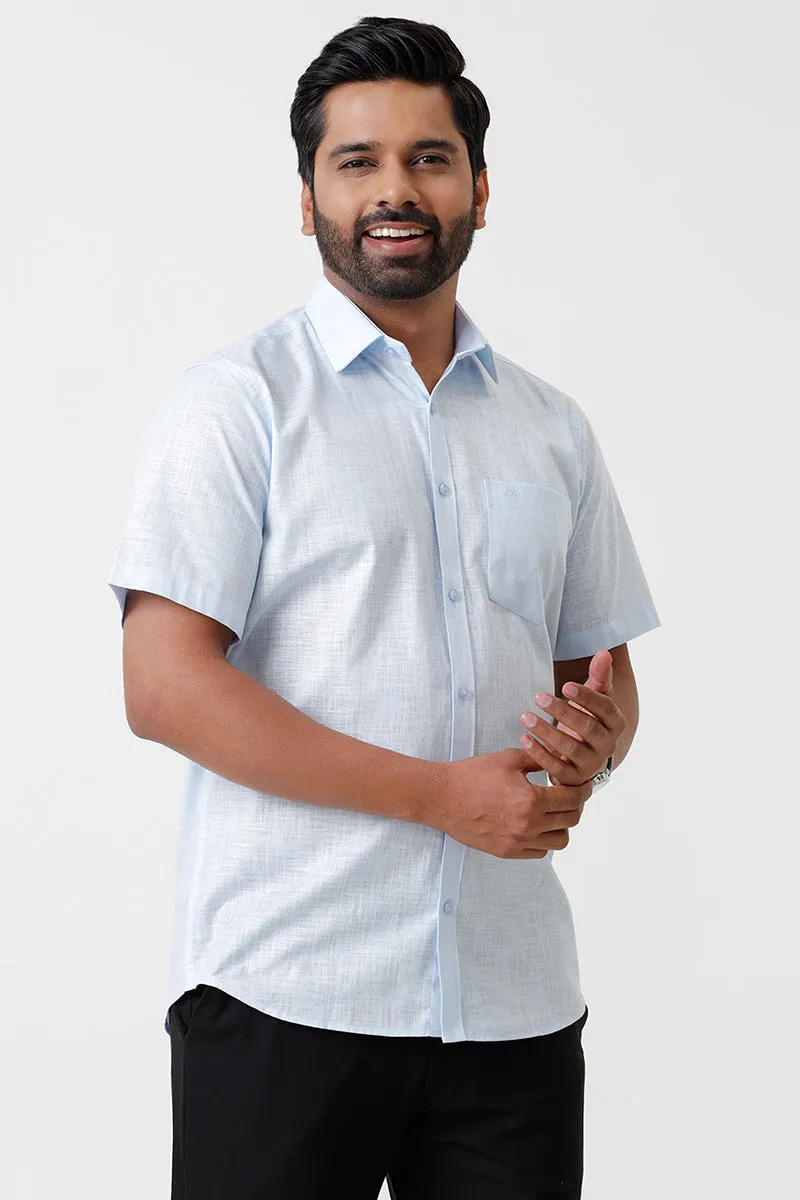 Indo Cotton - Soft Blue Formal Shirts For Men | Ariser