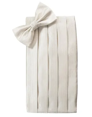 Ivory Faille Silk Cummerbund & Bow Tie Set