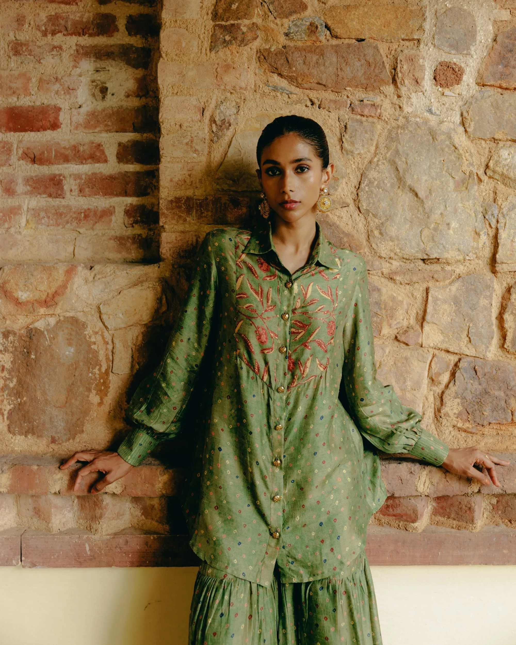 Jade Green sharara   shirt
