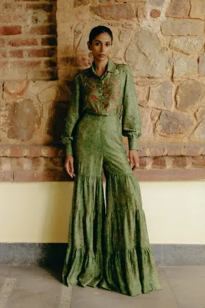 Jade Green sharara   shirt