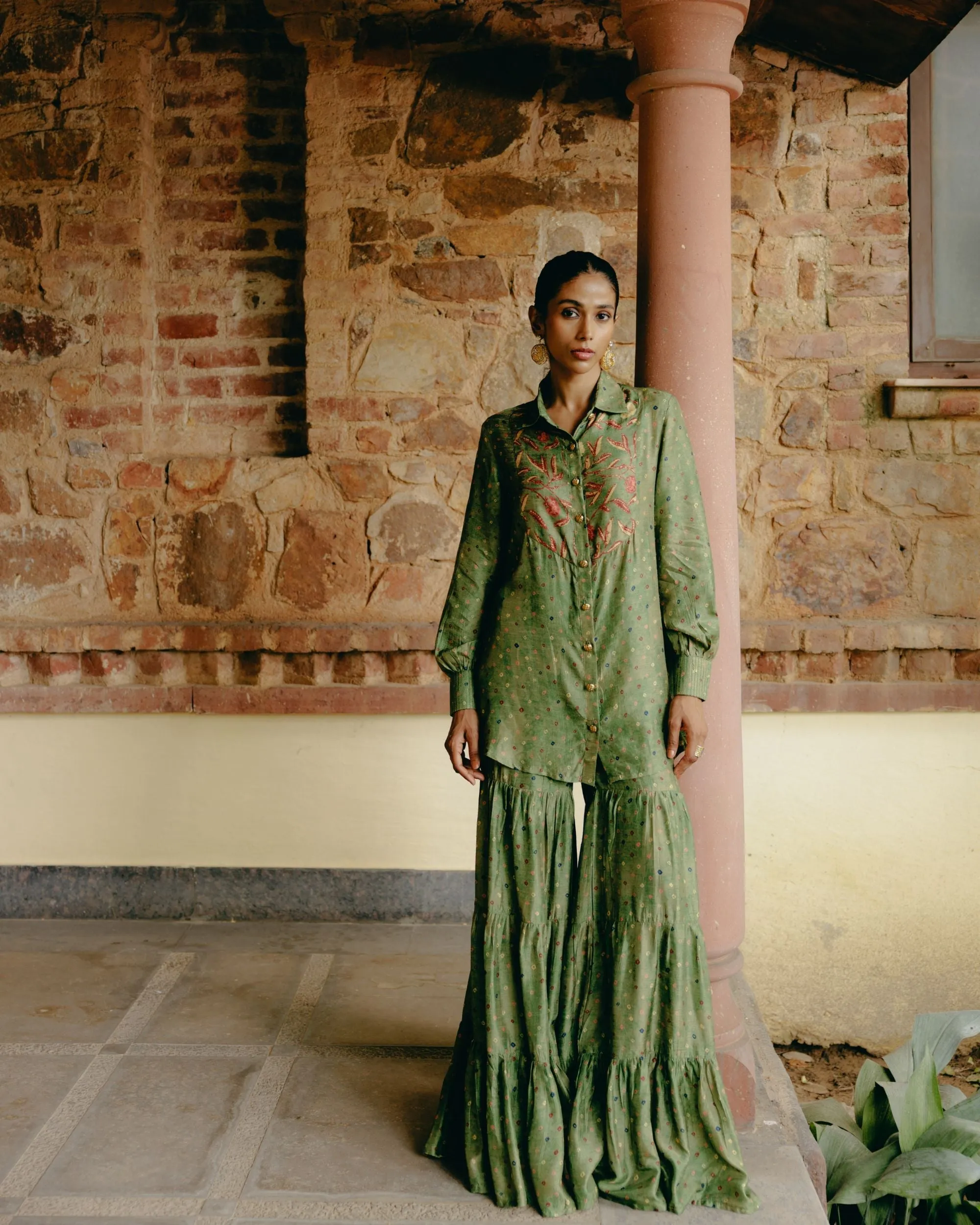 Jade Green sharara   shirt