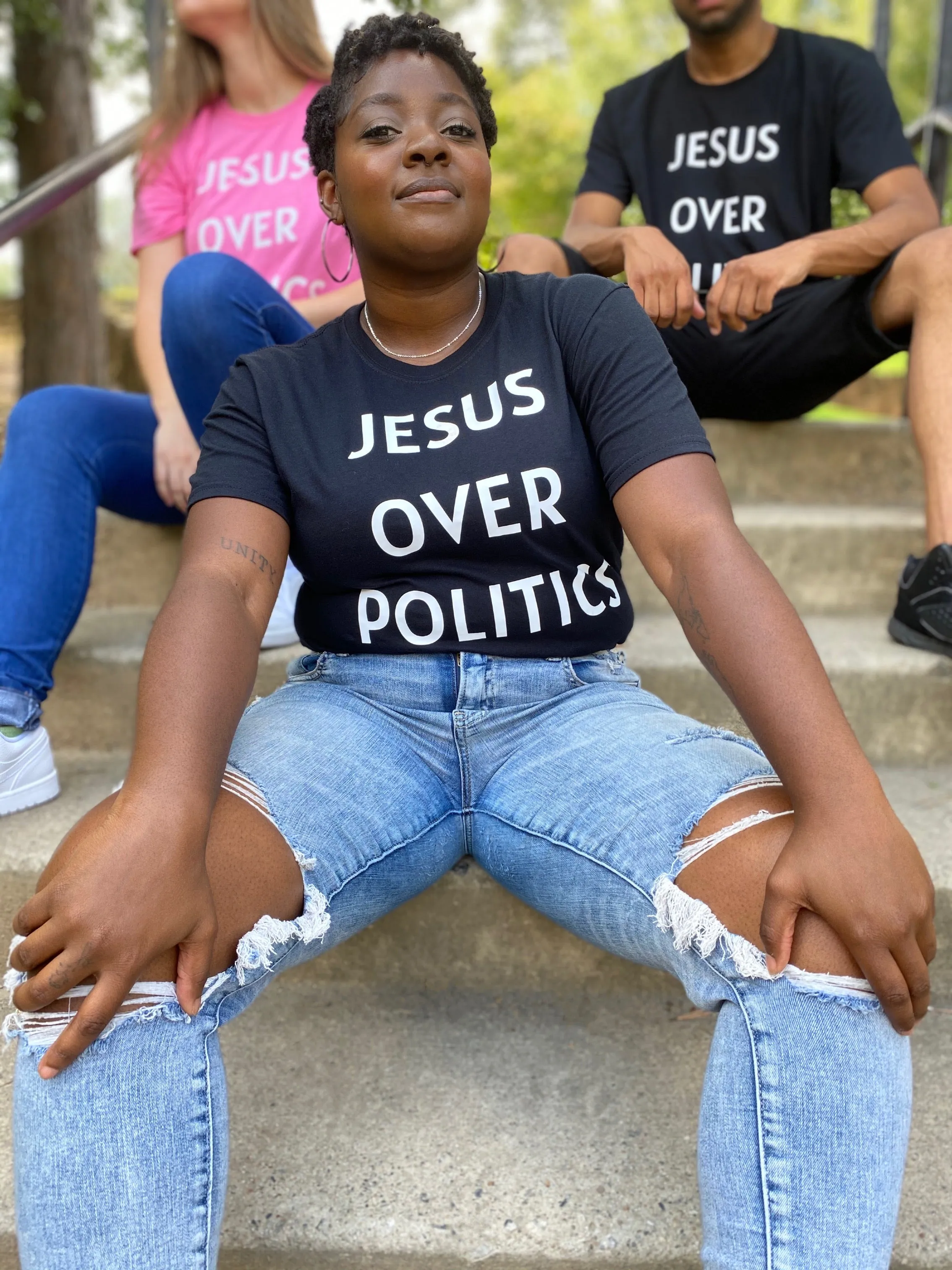 Jesus Over Politics Black Tee
