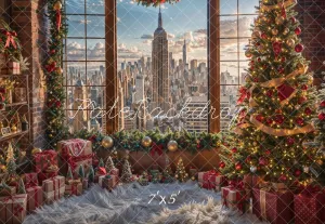 Kate Christmas Modern City Skyscraper Backdrop Designed by Emetselch