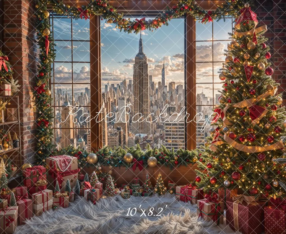 Kate Christmas Modern City Skyscraper Backdrop Designed by Emetselch