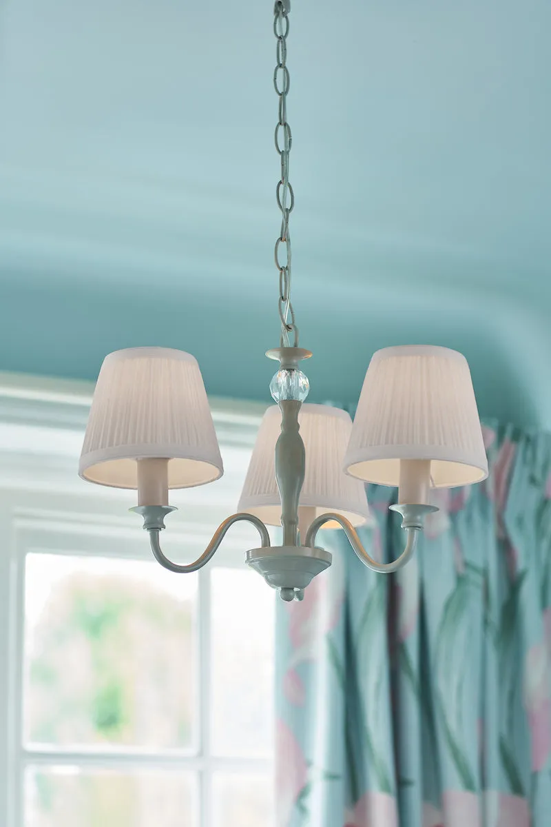 Laura Ashley Ellis Satin-Painted Spindle LA3726686-Q 3 Light Chandelier Ceiling light with Ivory Shades