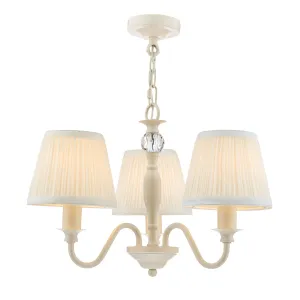 Laura Ashley Ellis Satin-Painted Spindle LA3726686-Q 3 Light Chandelier Ceiling light with Ivory Shades