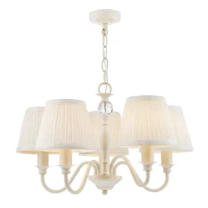 Laura Ashley Ellis Satin-Painted Spindle LA3726687-Q 5 Light Ceiling Light  Chandelier with Ivory Shades