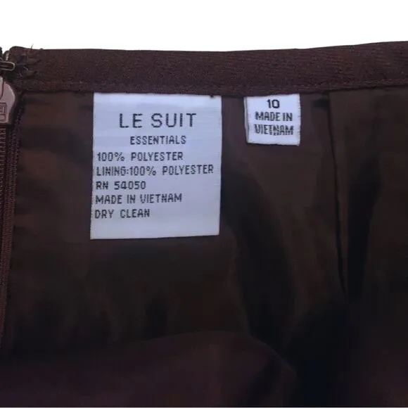Le Suit Brown Short Pleated Pencil Skirt Size 10 Career Suit Separate Mocca