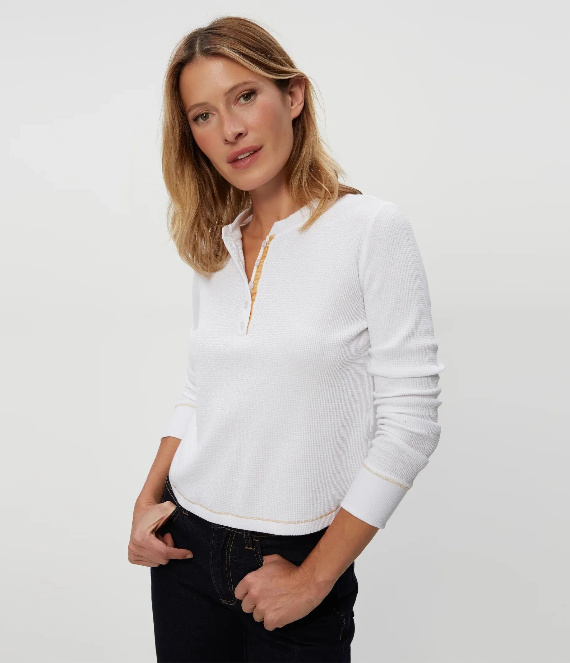 Lina Thermal Henley White Tee