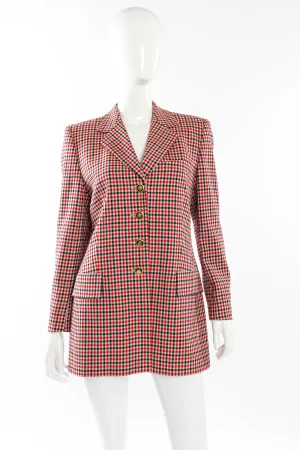 Longline Checkered Blazer