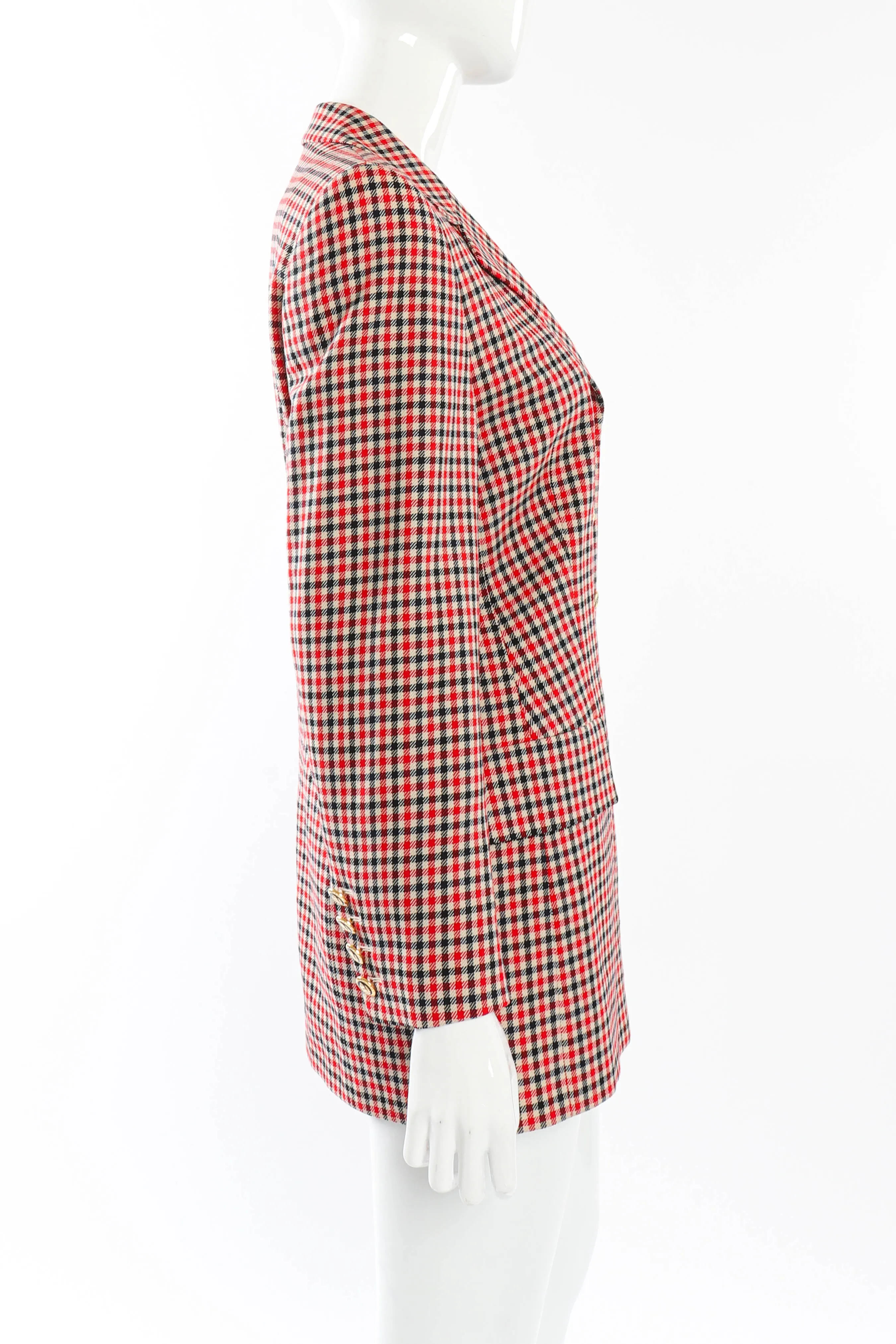Longline Checkered Blazer