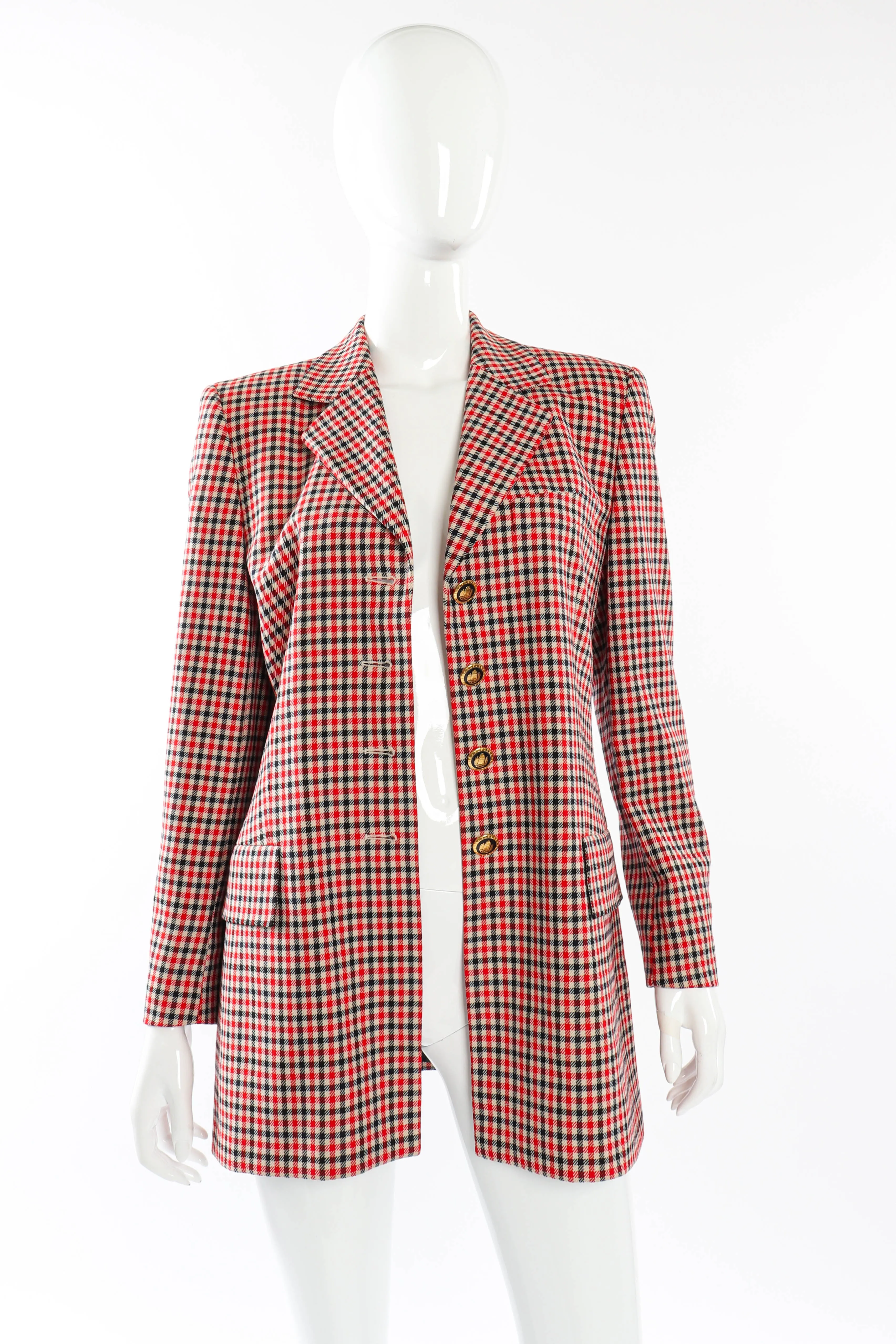 Longline Checkered Blazer
