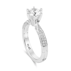 Lumiere Solitaire Engagement Ring with Pavé Band