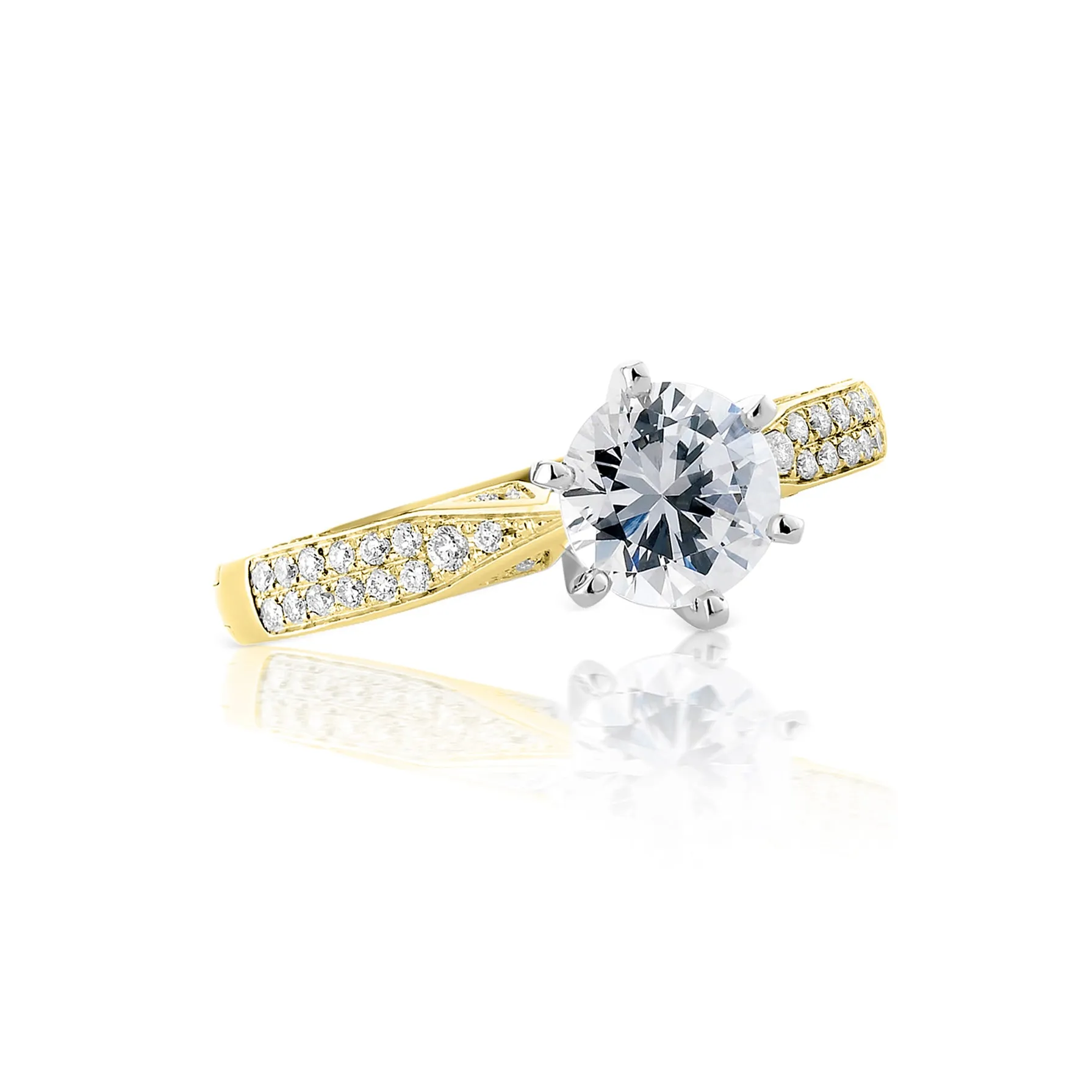 Lumiere Solitaire Engagement Ring with Pavé Band