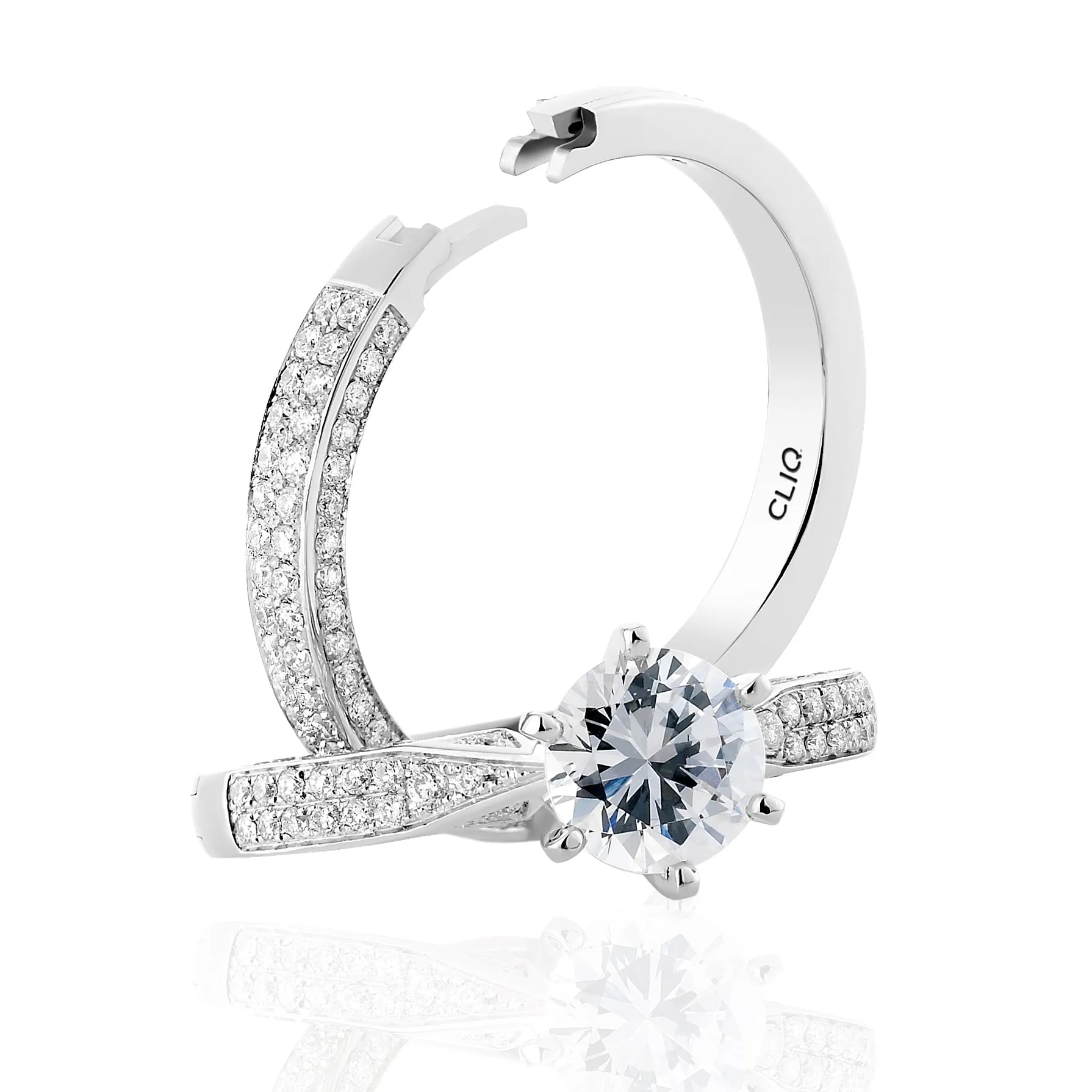 Lumiere Solitaire Engagement Ring with Pavé Band