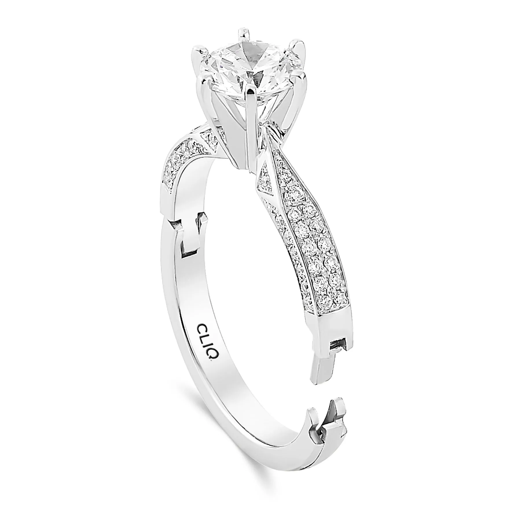 Lumiere Solitaire Engagement Ring with Pavé Band
