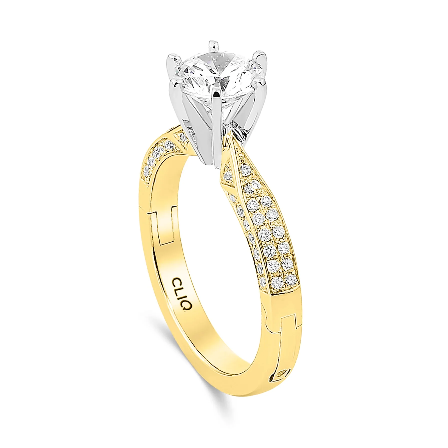 Lumiere Solitaire Engagement Ring with Pavé Band