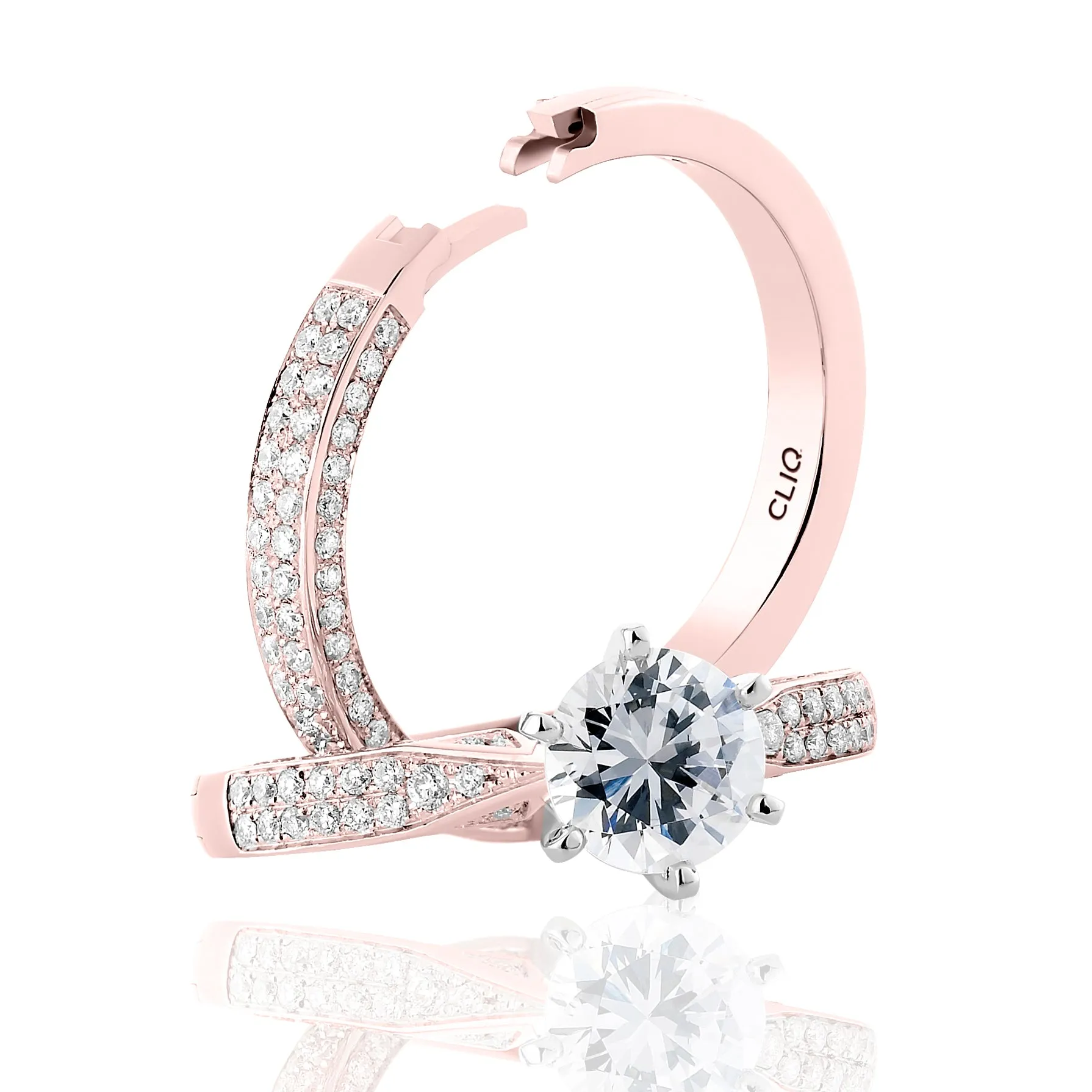 Lumiere Solitaire Engagement Ring with Pavé Band