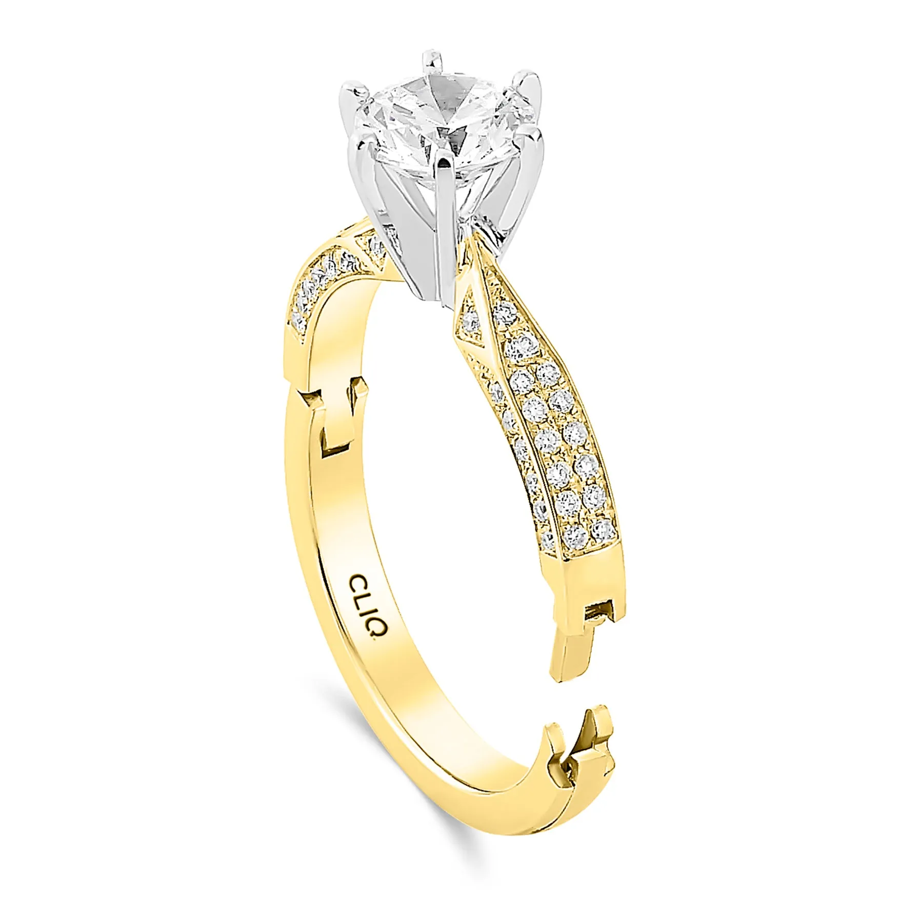 Lumiere Solitaire Engagement Ring with Pavé Band