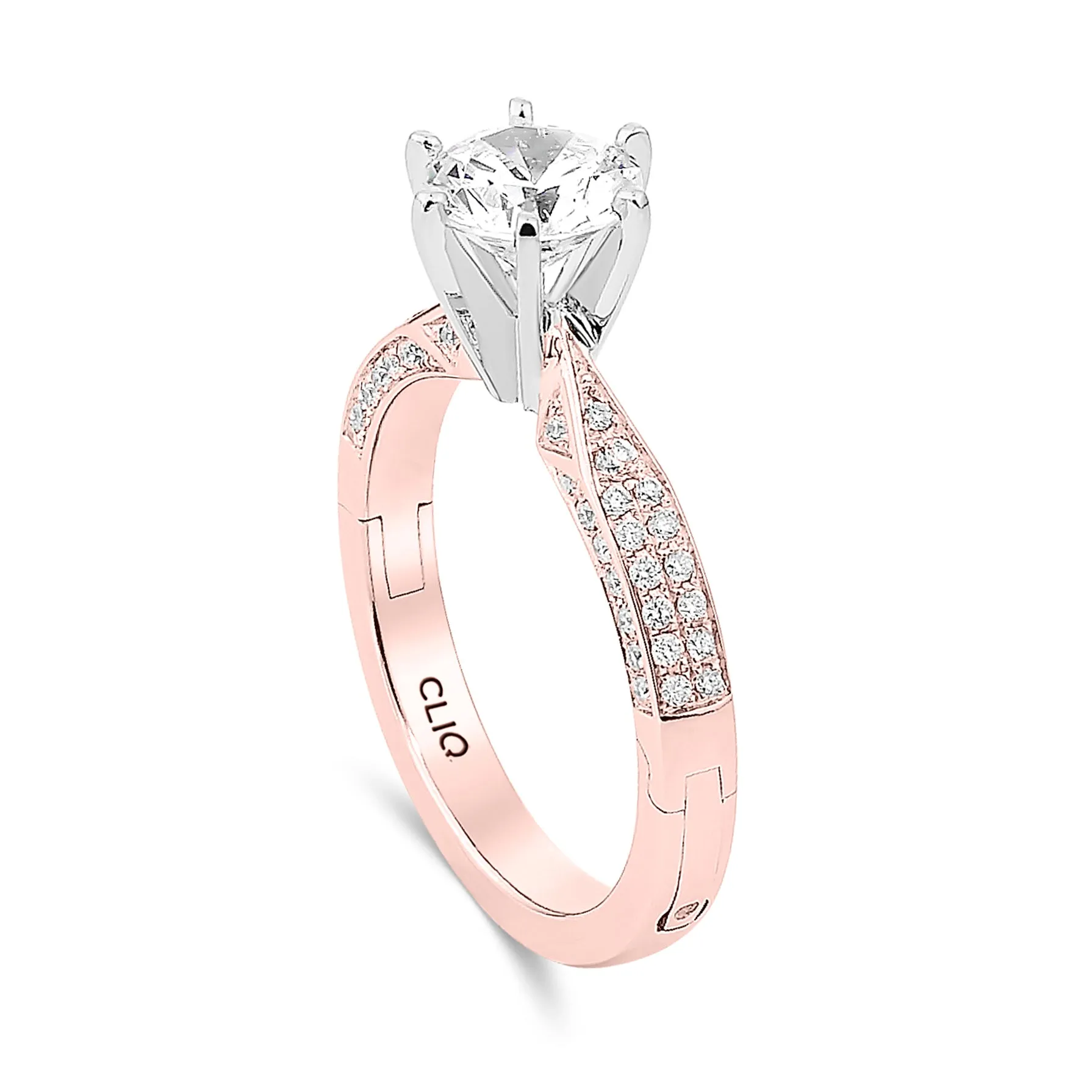 Lumiere Solitaire Engagement Ring with Pavé Band