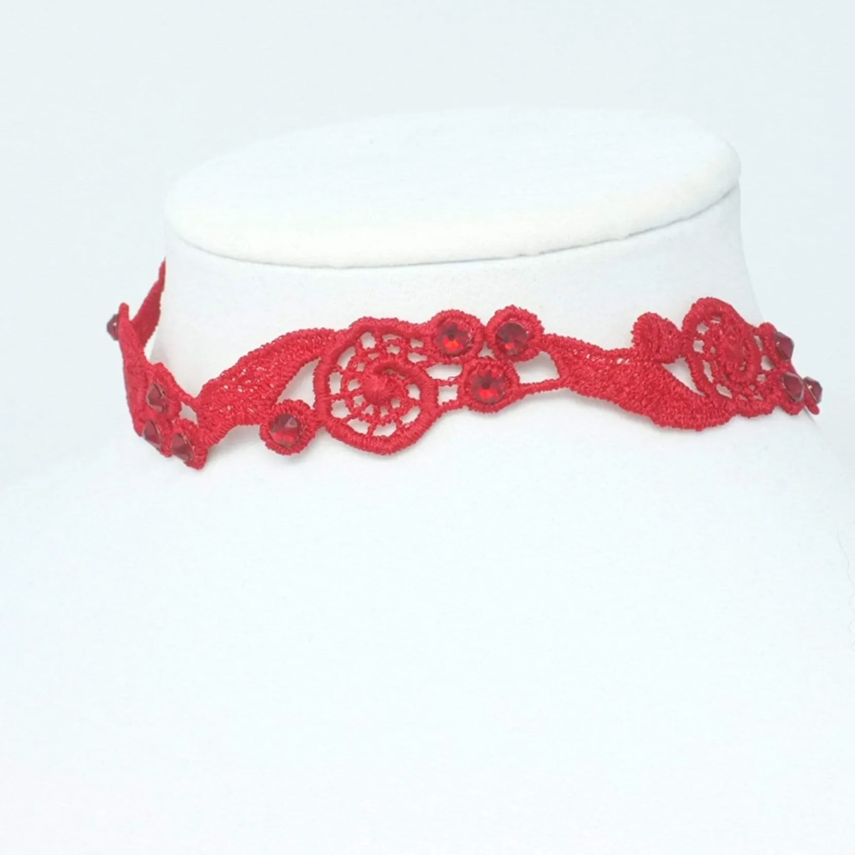 Luna Formal Choker Necklace with Red Rhinestones