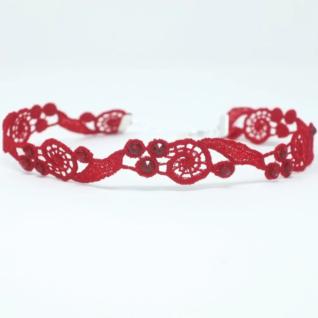 Luna Formal Choker Necklace with Red Rhinestones