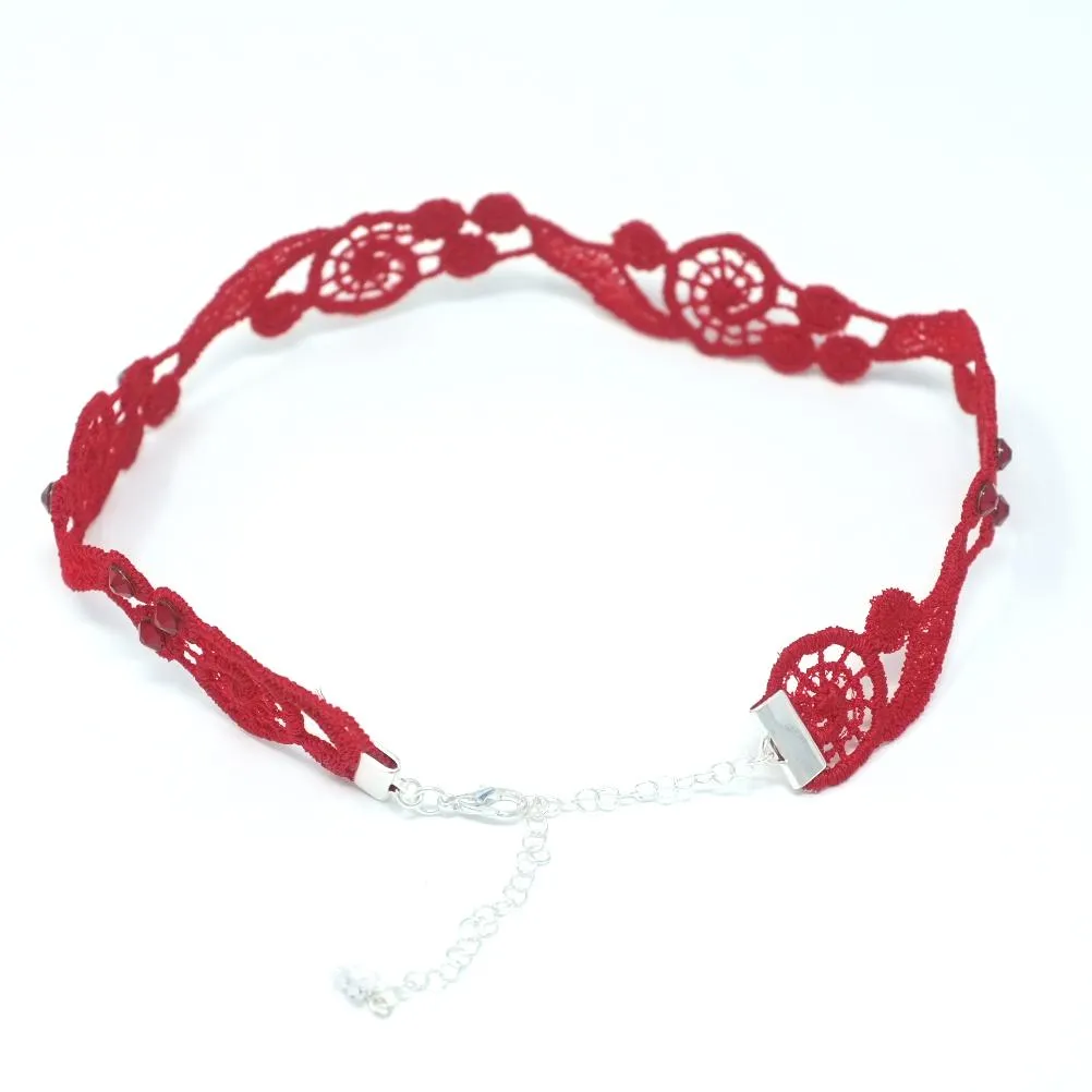 Luna Formal Choker Necklace with Red Rhinestones