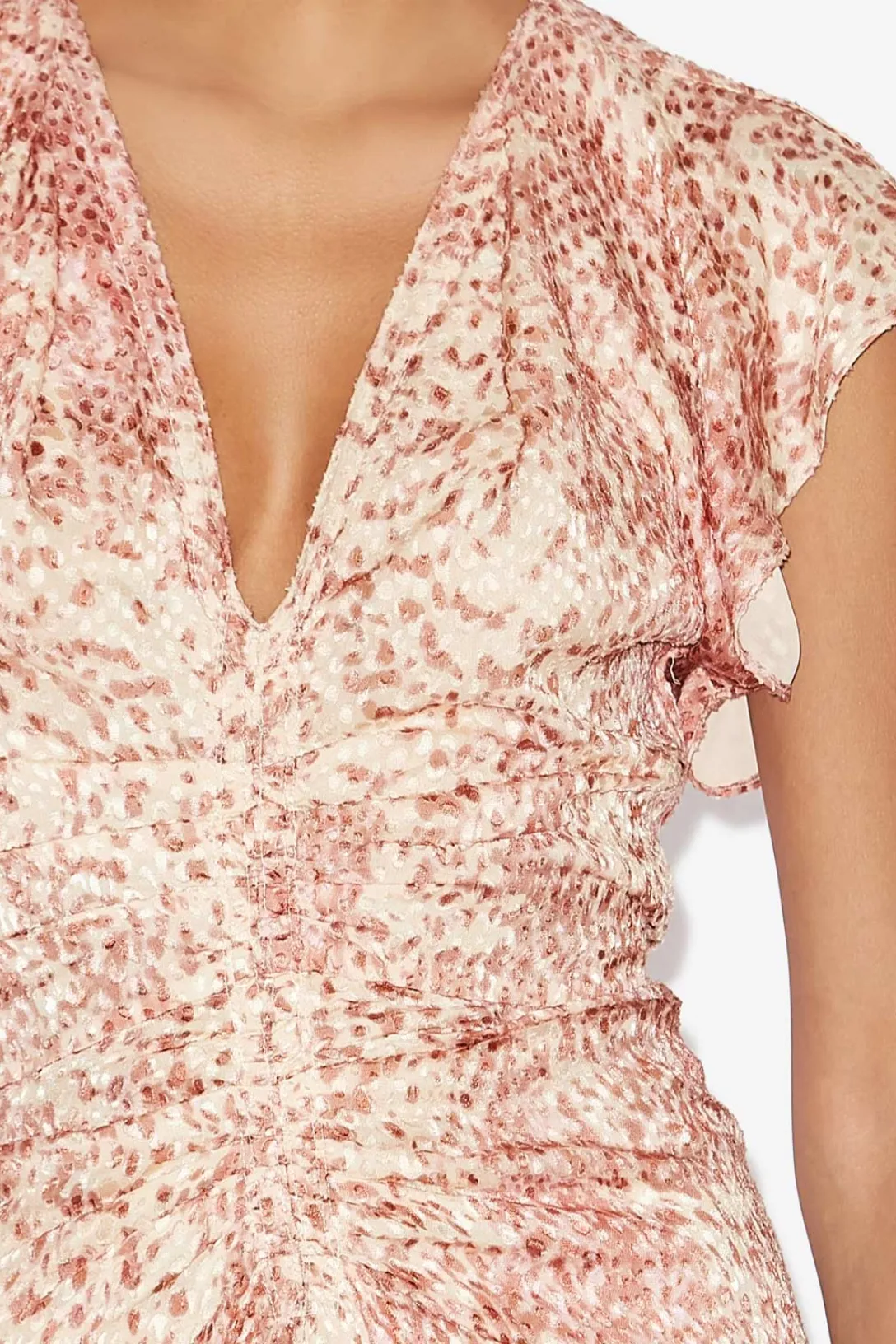 Lyndsay Fringed Dress | Light Red / Ecru